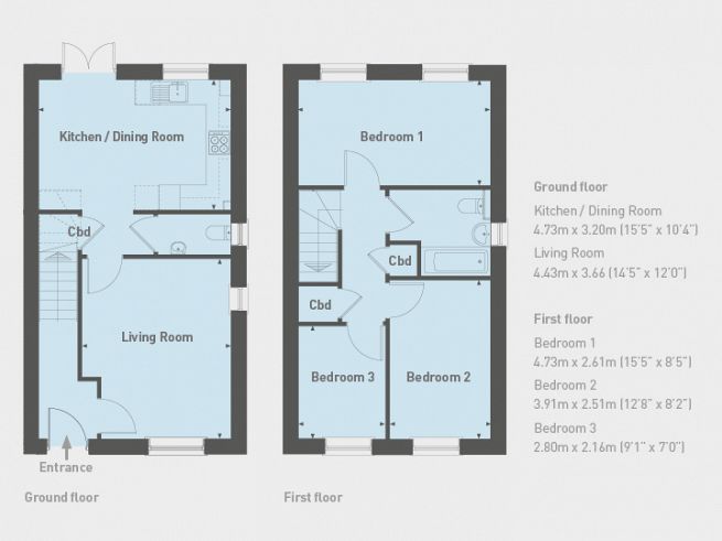 Floor plan, 3 bedroom house - artist's impression subject to change
